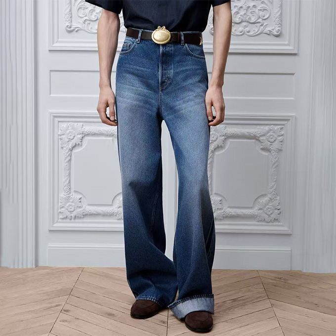 dior side stripe straight leg denim jeans